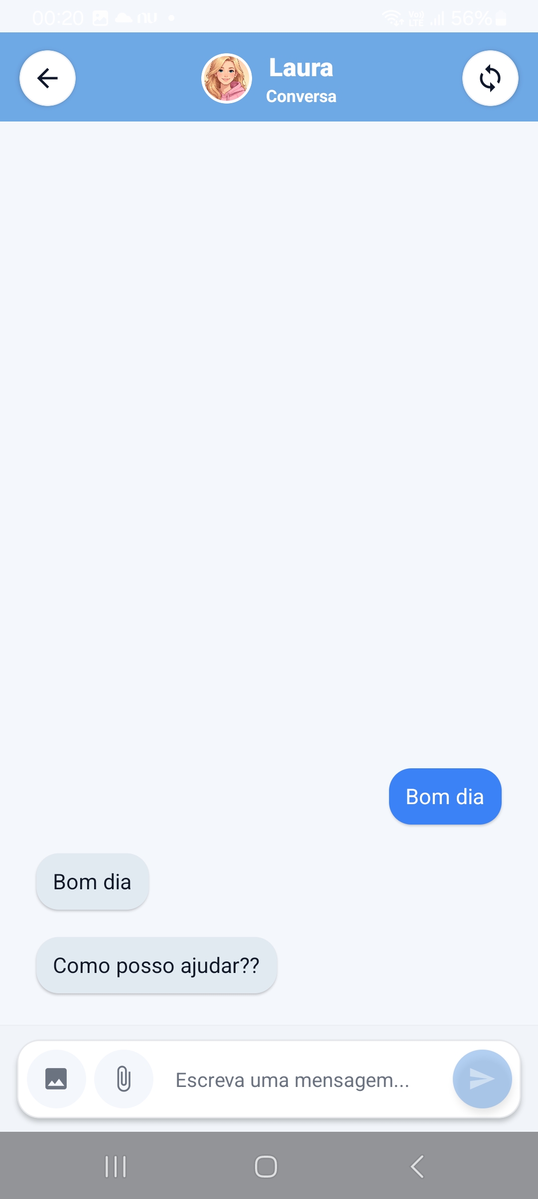 Tela de chat com o profissional